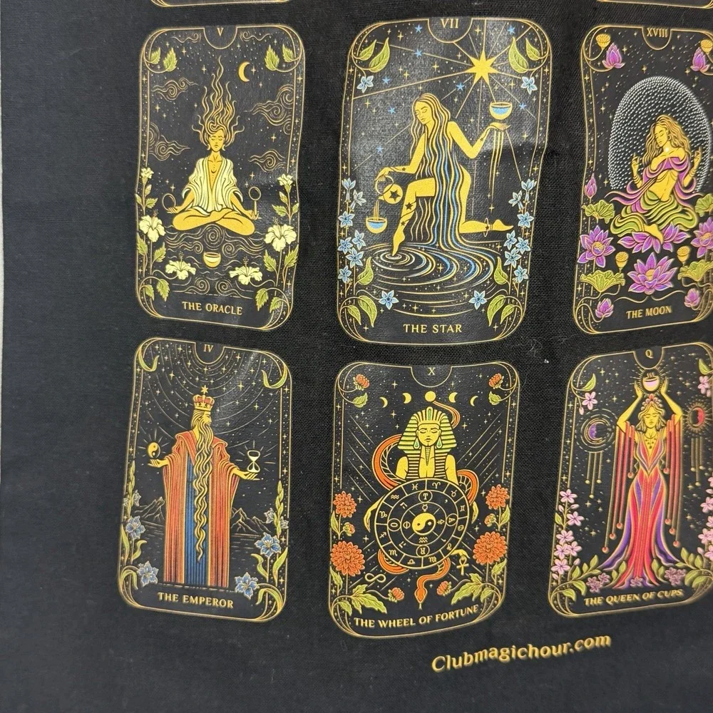 Club Magic Hour Tarot Card Tote Bag Black Cotton Astrology Witchy Occult